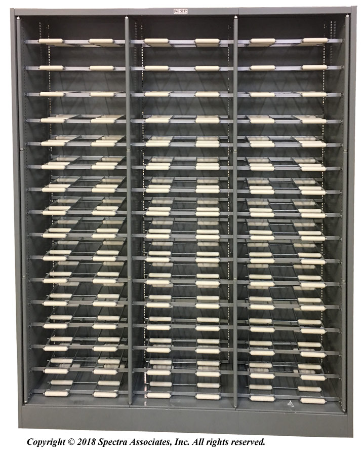 Roller shelving 16 tier units