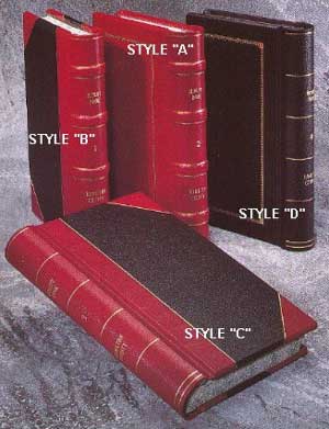 Various style corporate minute book binders